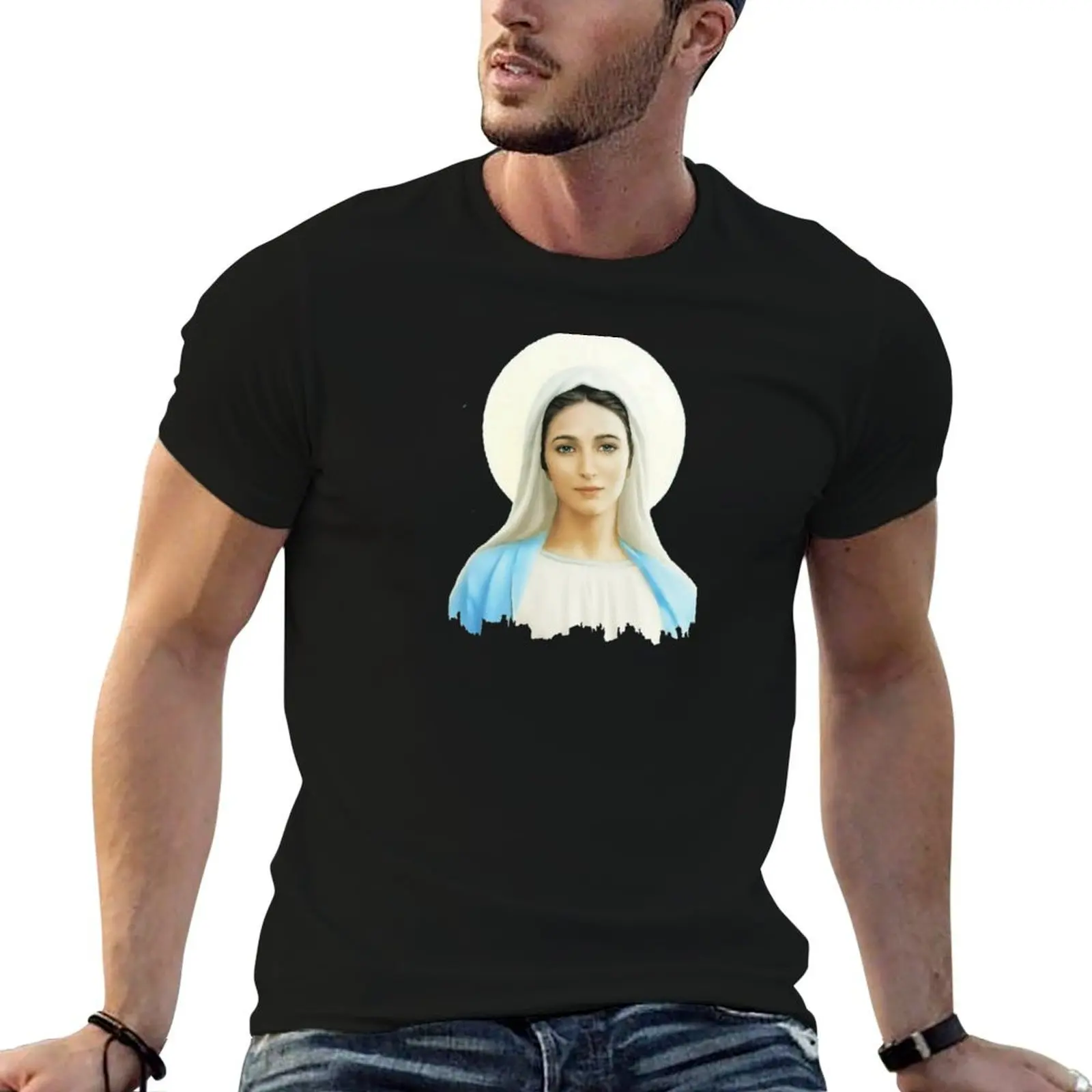

shirt T-Shirt cotton t of Medjugorje Lady Mary, man Peace, Virgin heavy cotton t shirt man of Our Queen