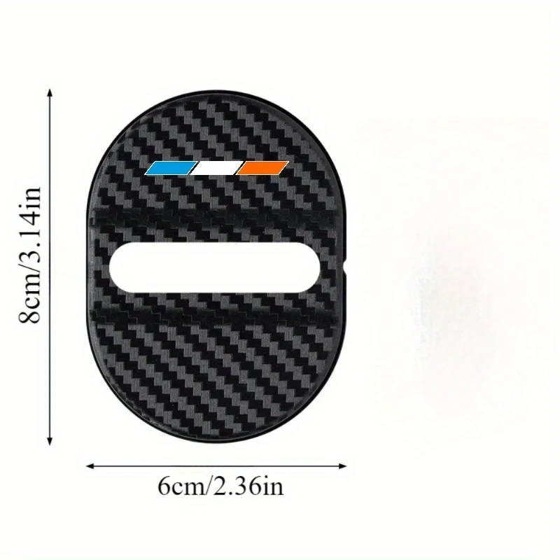 Blue, white, and orange diagonal three-color design4Individual car door lock protection cover Carbon fiber textured car door loc
