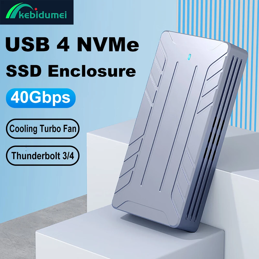 

Kebidumei USB4 M.2 SSD Case 40Gbps M2 NVMe Case Thunderbolt 3 4 USB3.2 Built in Cooling Turbo Fan External SSD Box For PC Laptop