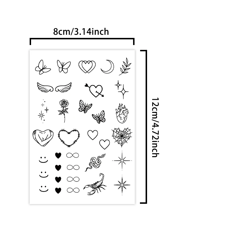 1Pc Small Pattern Waterproof Temporary Tattoo Stickers, Long-lasting Waterproof for One to Two Weeks, Finger Tattoos for Women.