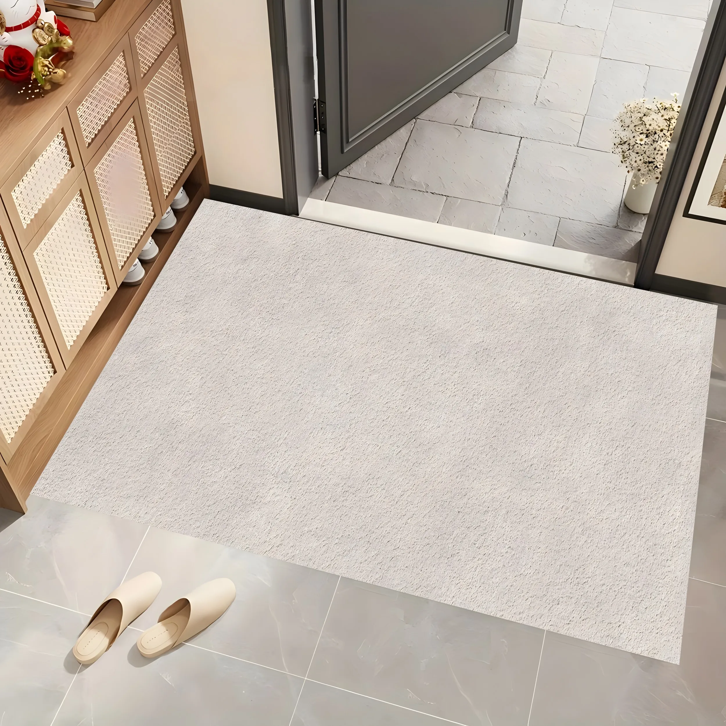 Textured Light Beige Rug with Subtle Pattern, Minimalist Soft Carpet for Living Room Bedroom, Cozy Home Decor