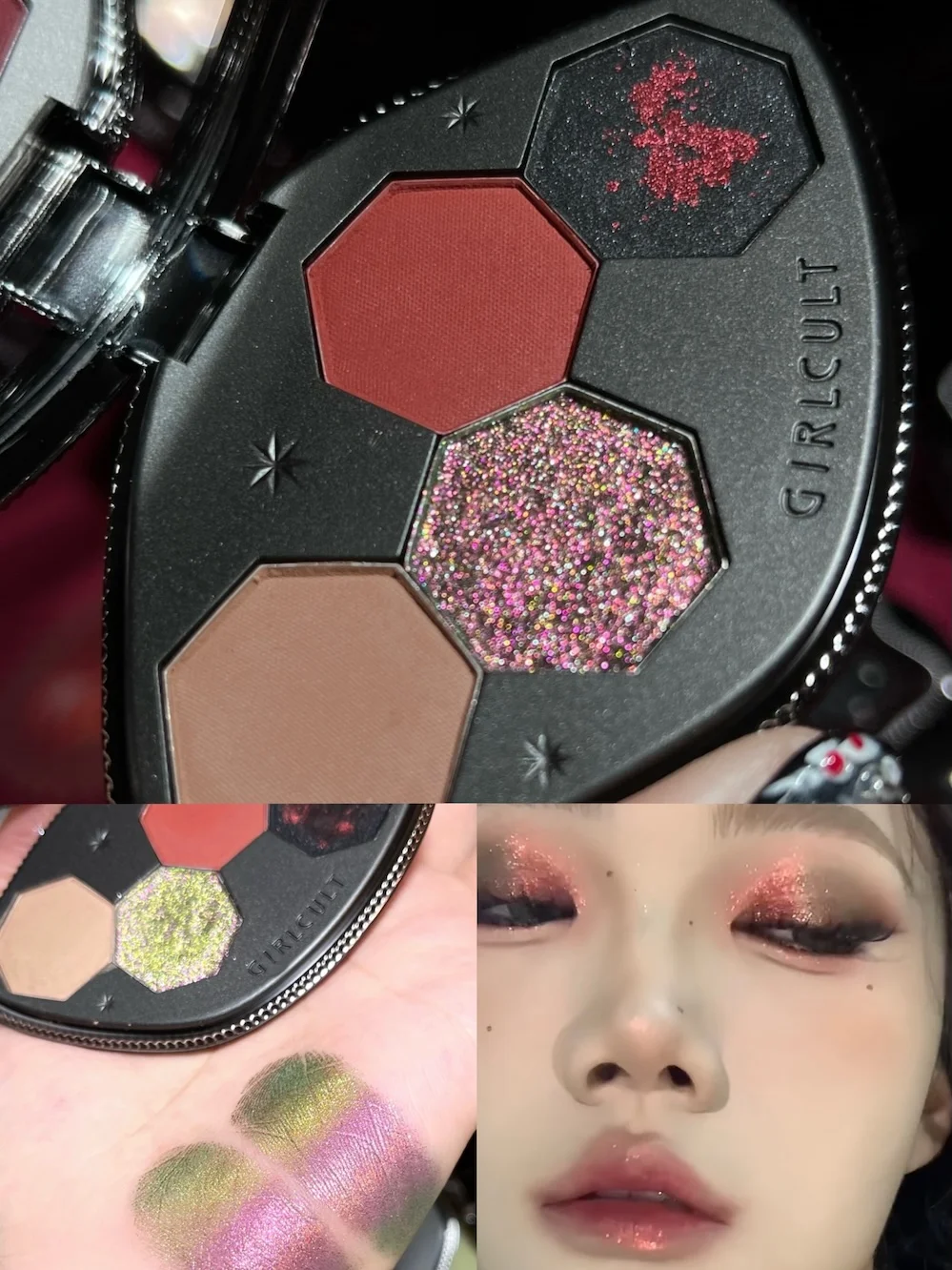 

Girlcult 4 Color Eyeshadow Palette Shimmer Black Red Matte Chameleon Eye Shadow Vegan Halloween Make Up Sets Cosmetics Full Set