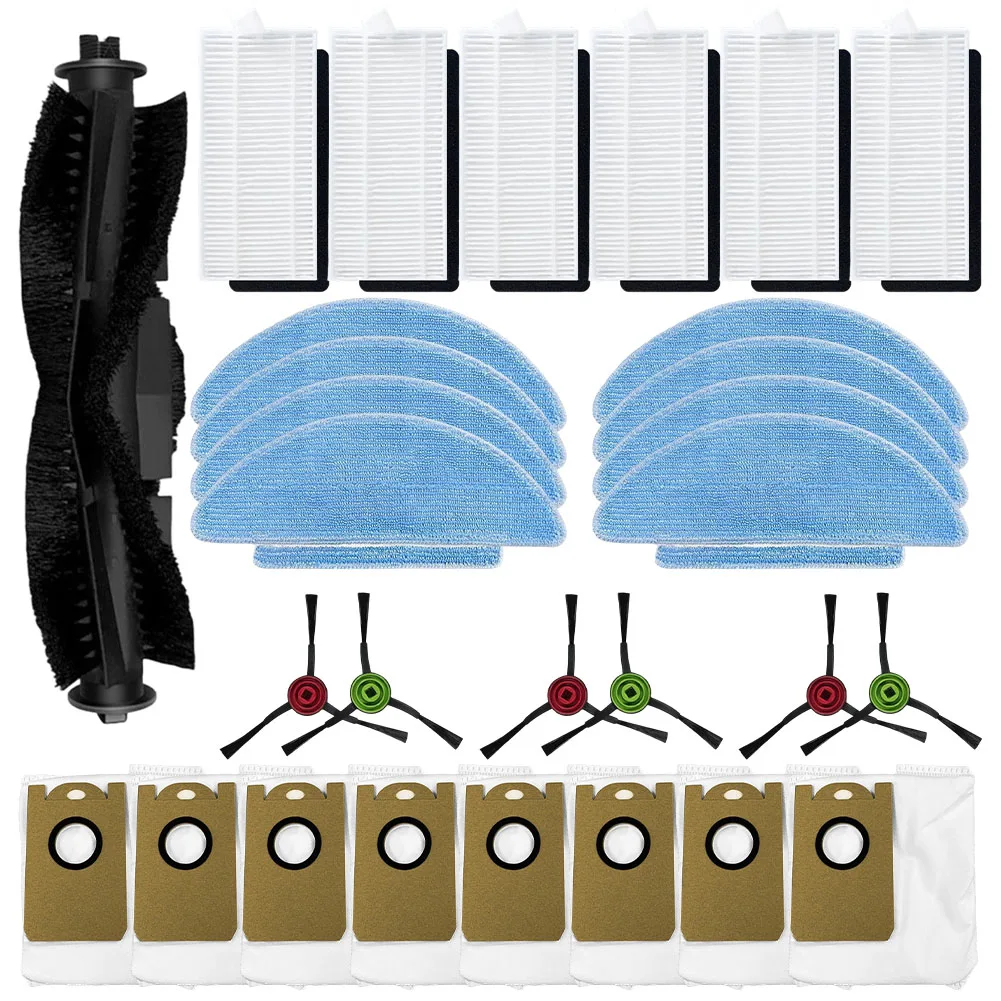 Replacement Parts Set for Kogan SmarterHome For G80 Vacuum Roller Brush Filter Dust Bag Side Brush Mop Cloth for Regular Use