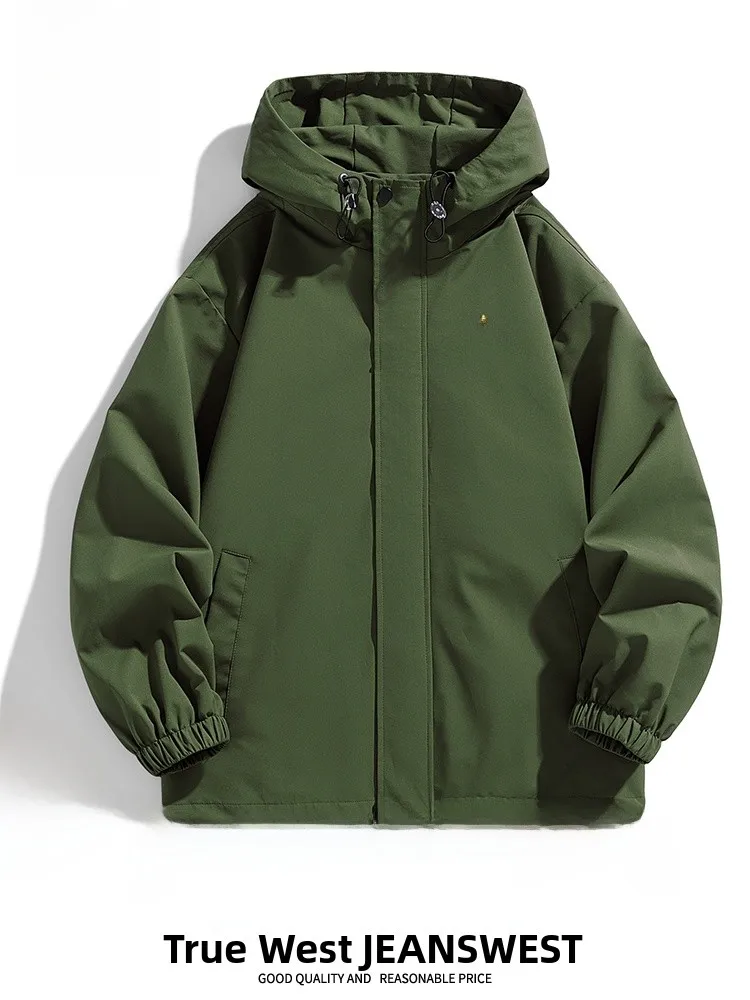 

Jeanswest Men's Hooded Jaet Autumn Winter Waterproof Windproof Workwear Top Youth Faion Polyester Fiber Long Sve