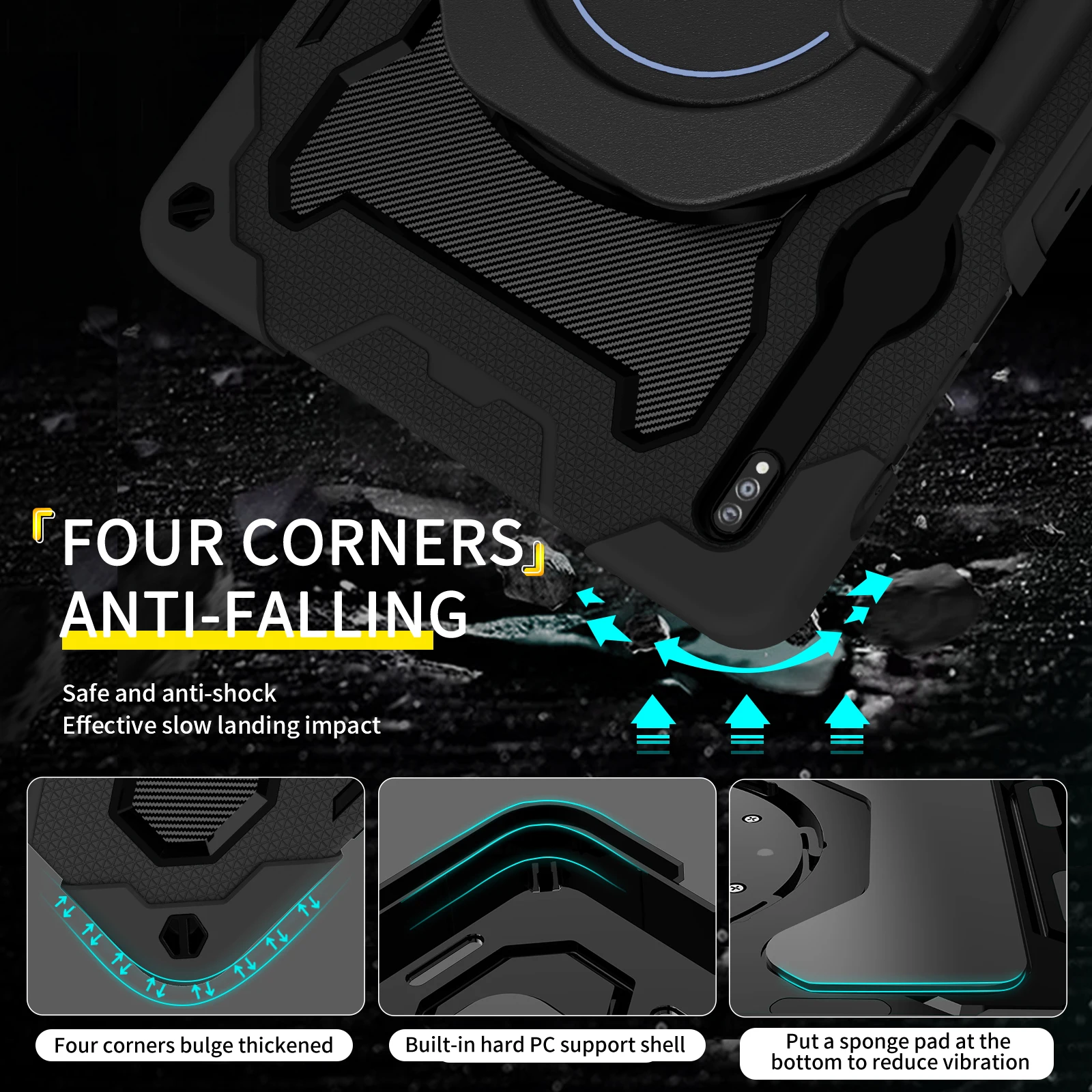 Kids Case For Samsung Galaxy Tab S7 S8 S9 Plus FE Ultra SM-T970 T730 X800 X900 X810 X610 X910 Rotating Stand Armor Cover Funda
