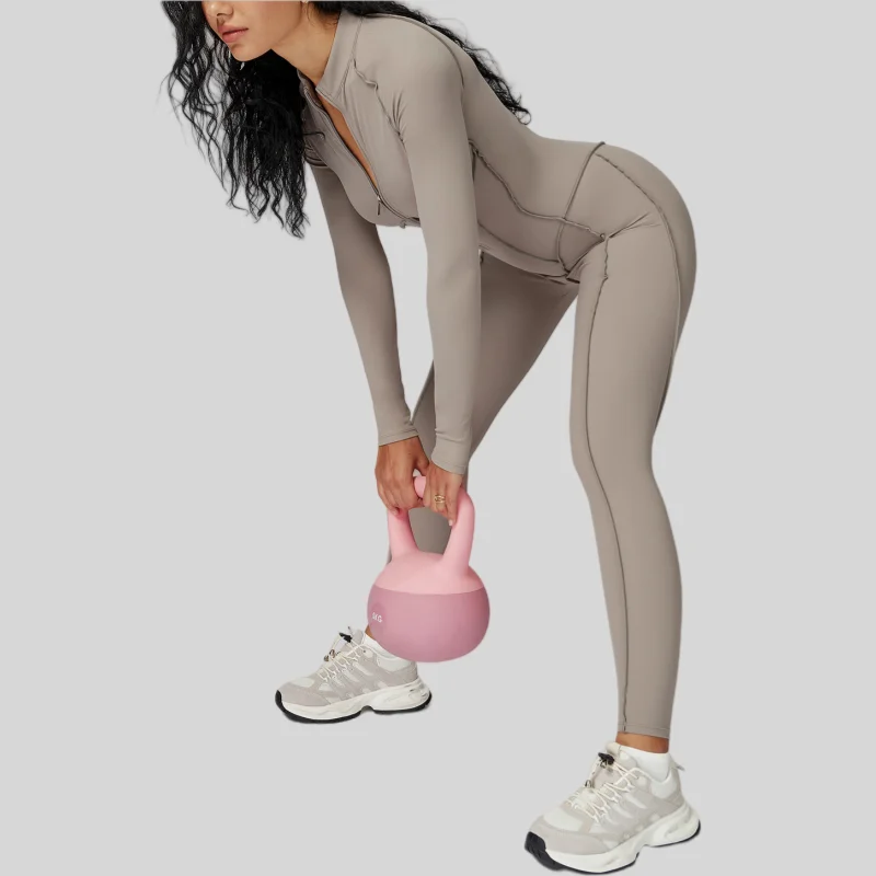 

Women's Yoga Jumpsuit Long Sleeved Stand Collar Half Zip High-Intensity Workout One Piece Contrast Color Gym Fitness Suit