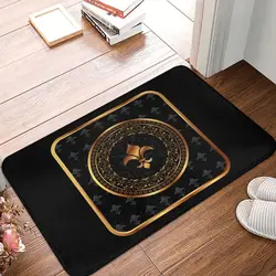 Personalized Golden Royal Fleur De Lis Doormat Mat Anti-Slip Lily Flower Fleur-De-Lys Bath Kitchen Garage Rug Carpet 40*60cm