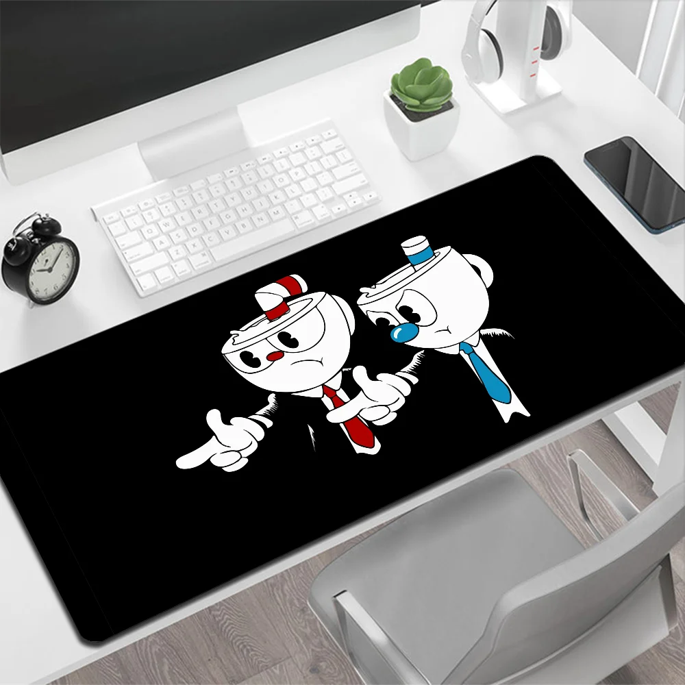 Cuphead Large Mouse Pad Gaming Mouse Pad PC Gamer Computer Mouse Mat Big Mousepad tappeto in Silicone tastiera tappetino da scrivania Mause Pad