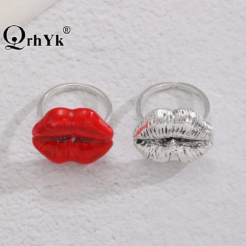 Vintage Sexy Lips Ring Retro Glamour Mouth Statement Ring Unique Bold Girlfriend Gift