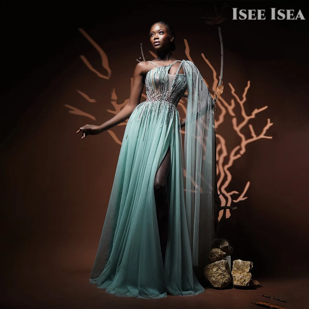 

Dubai Emerald Green Evening Dress Cape Sleeves Long for Women Wedding Party Prom Gowns فساتين سهرات Customized