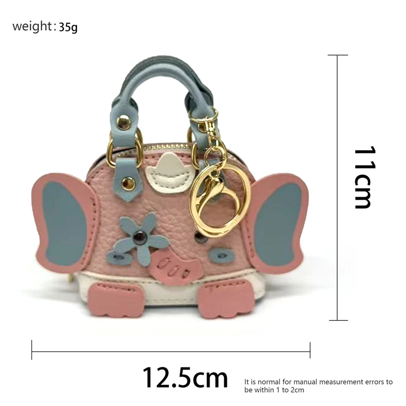 Mini Lychee pattern elephant coin purse earphone bag keychain creative cute bag pendant Can hold other small items