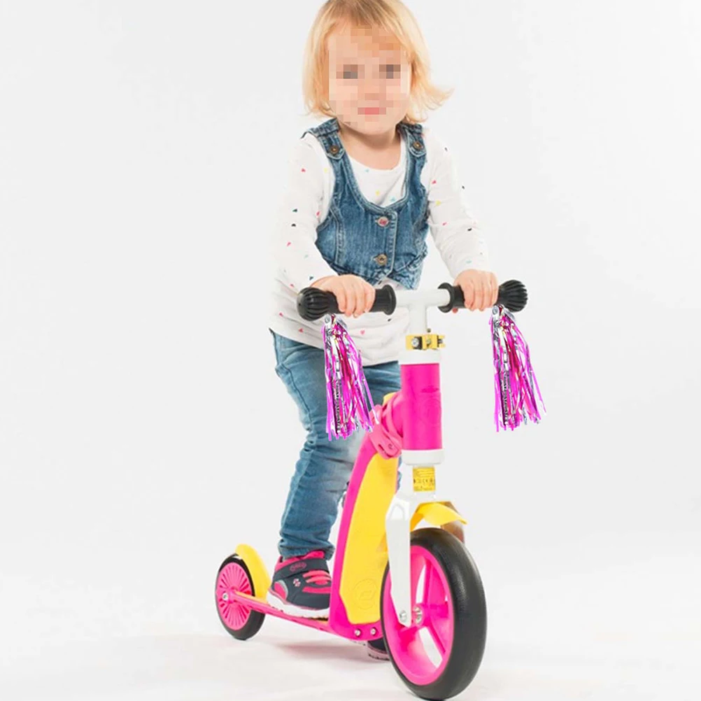 

8Pcs Tassel Streamer for Scooter Handlebar Rainbow Ribbons Bike Decoration Shiny Fits Most Childrens Two