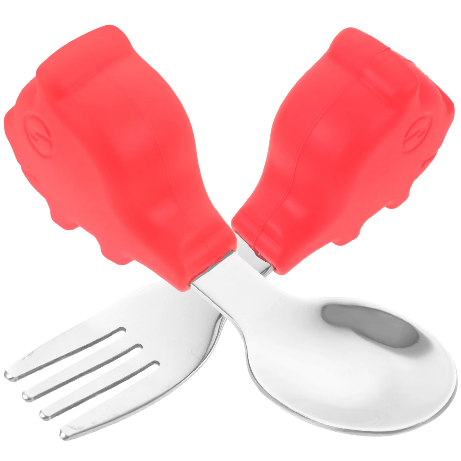 

Набор из 1 вилки и ложки для малышей из нержавеющей стали, эргономичная ручка, гладкие края, легко чистится, легкий, портативный, для самостоятельного кормления младенцев и малышей