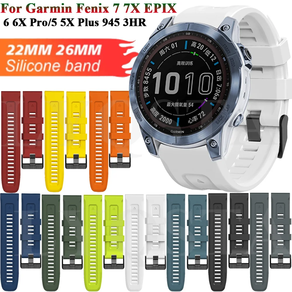 22 26มมซิลิโคนสายรัดข้อมือสำหรับ Garmin Fenix 7X 7 5/5X Plus 6/6X Pro สร้อยข้อมือสมาร์ท Quick EasyFit สายรัดข้อมือ Correa