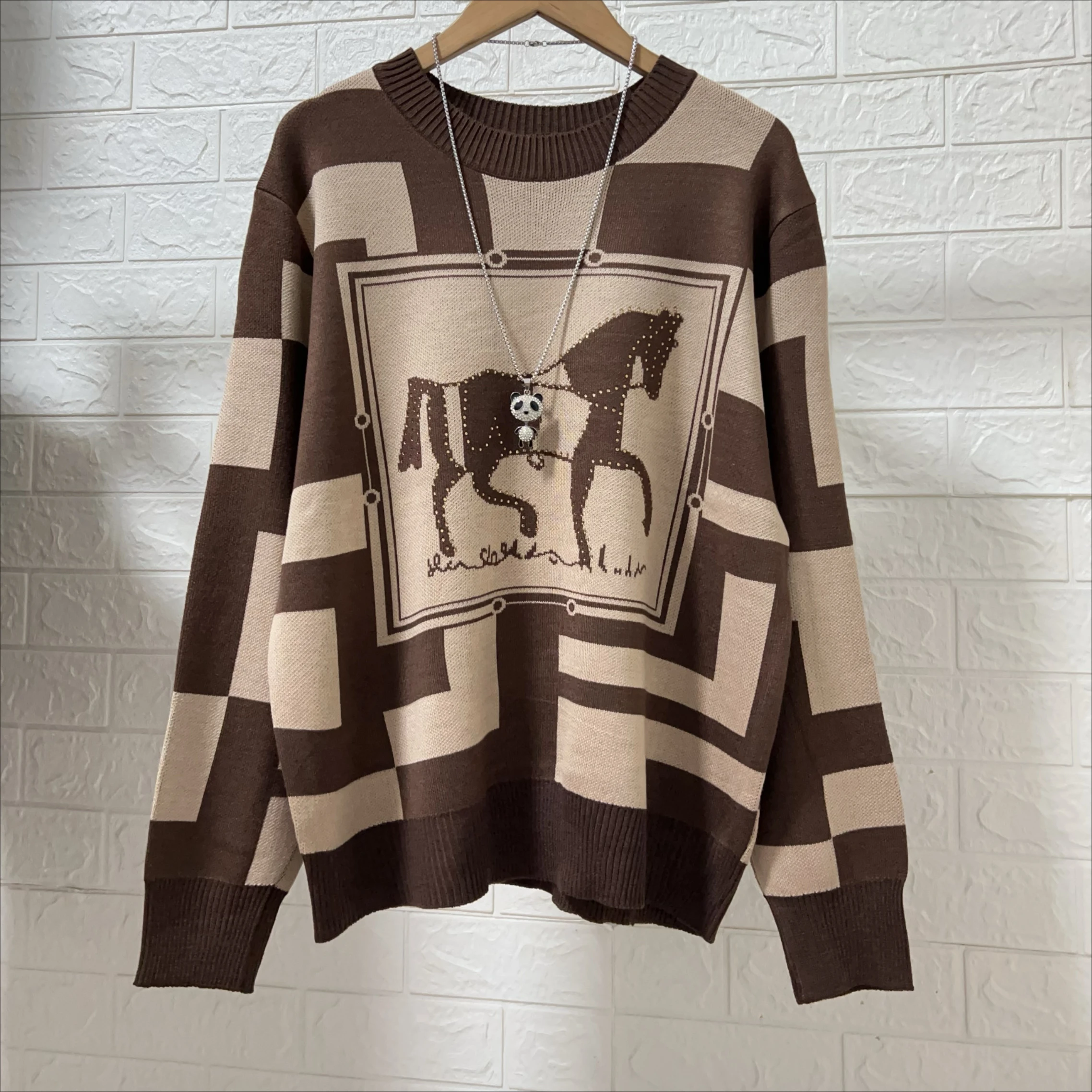 Mother's Sweaters Women Winter Brown Sweater Lady Brown Coffee Knitted Pullovers