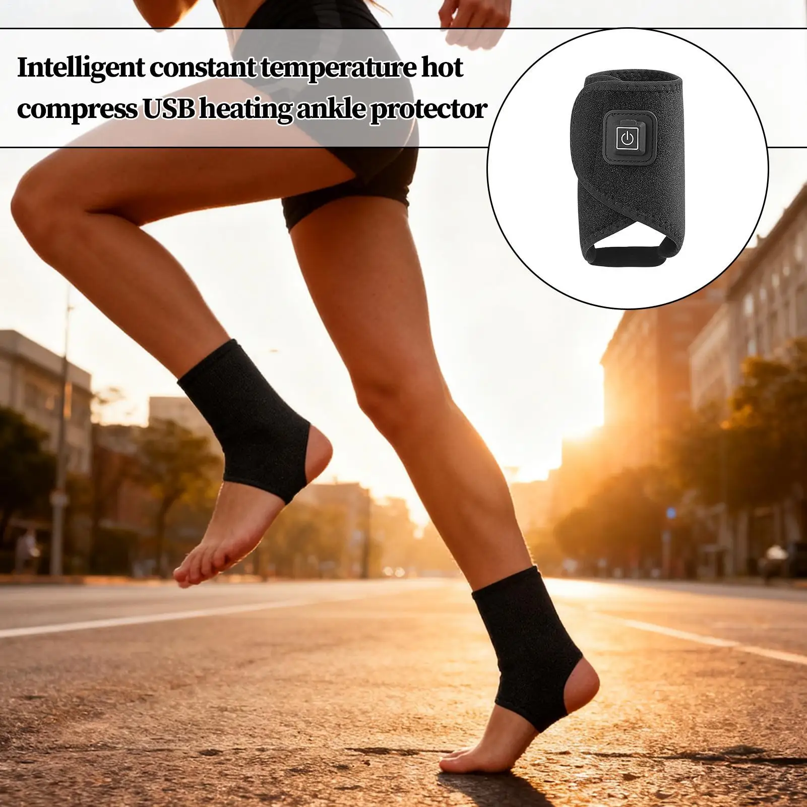 Ankle Heating Pad Adjustable Breathable Sleeve USB Foot Heating Pad For Daily Training Women Fitness Walking Men