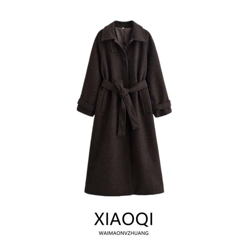 

Осень 2024, женское универсальное пальто средней длины с поясом, Jaet 300366, модная верхняя одежда для женщин в осеннем сезона