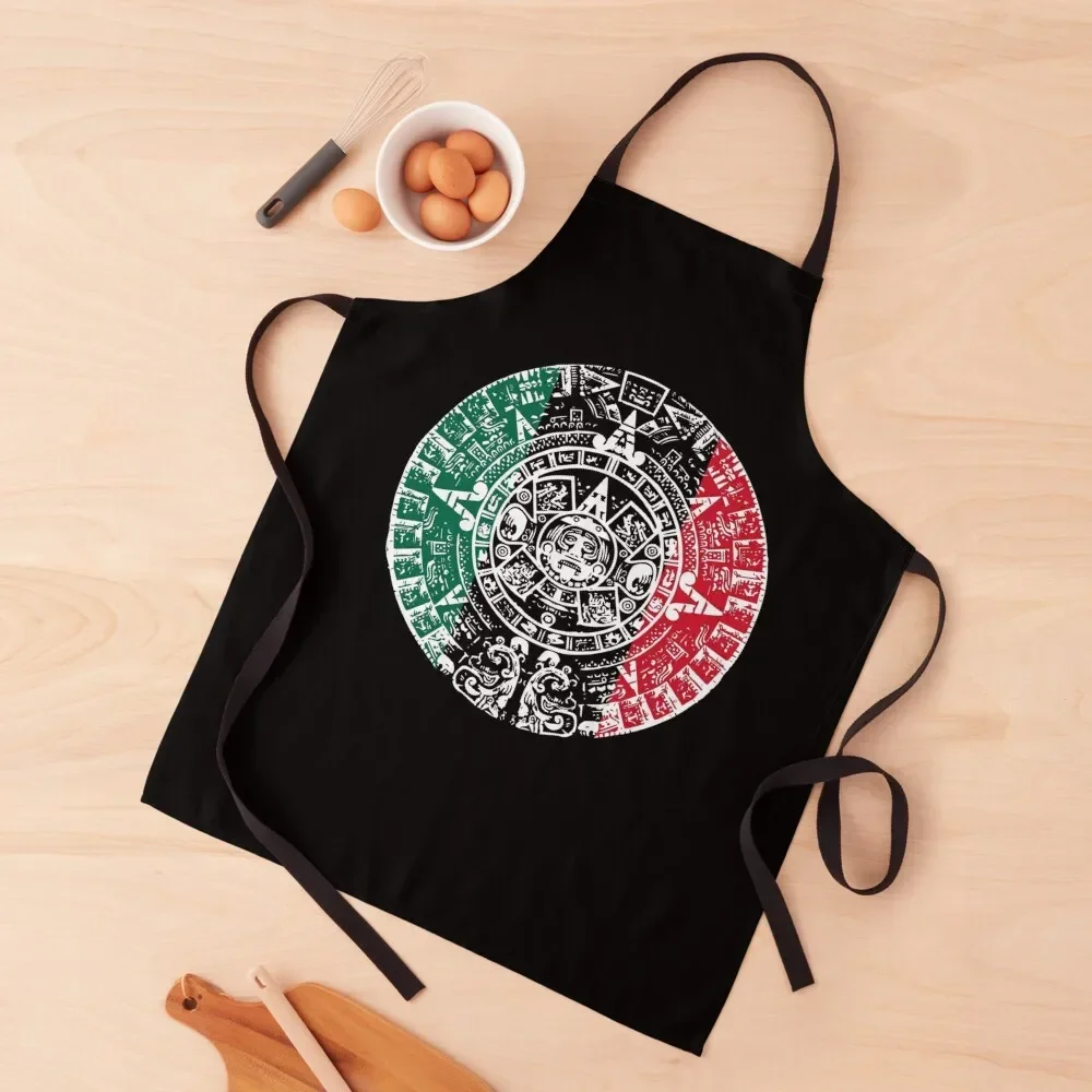 Aztec Calendar Sun Stone Mexican Maya Mayans Calendar Apron Kitchen Supplies Idea Goods Women's Dresses Apron