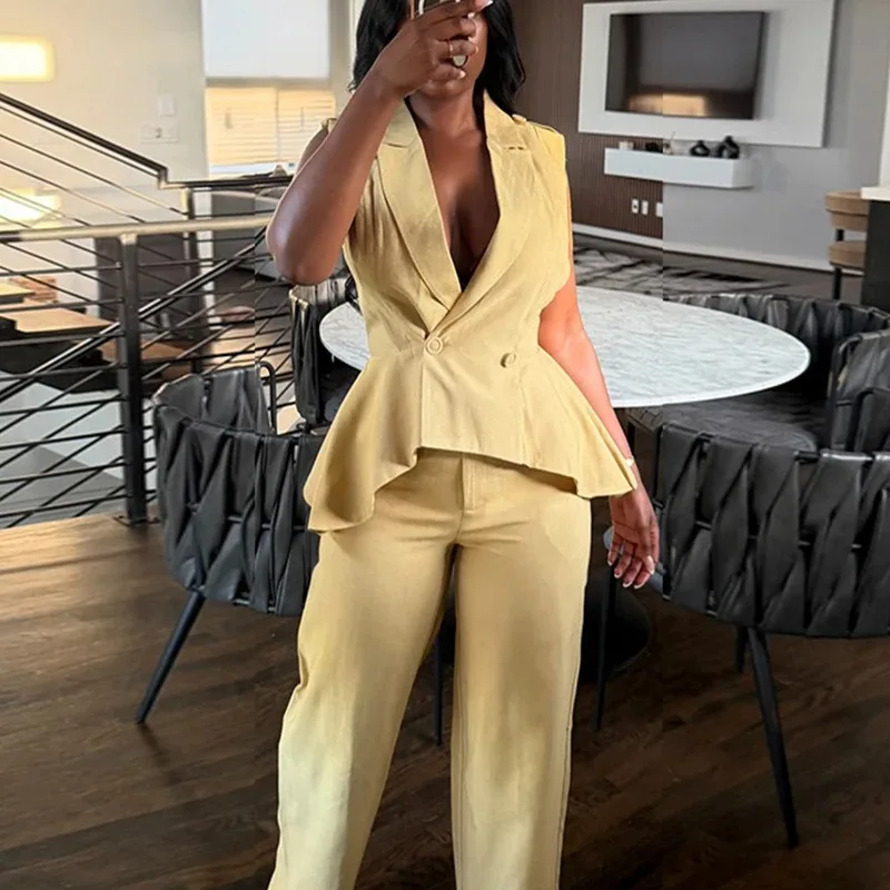 new-fashion-women-summer-two-piece-set-sleeveless-notched-collar-slim-waist-top-and-pants-set