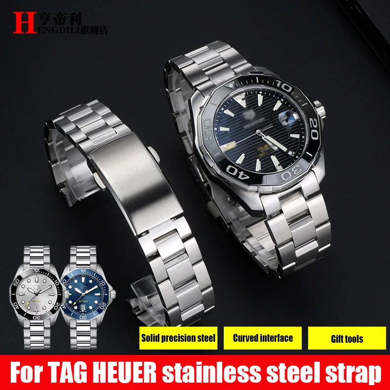 For TAG HEUER Racing 300 Men's Watch Band WAY201A WAY211 ABA0927 ROR5702 Watch Strap Curved Solid Stainless Steel Bracelet 21MM