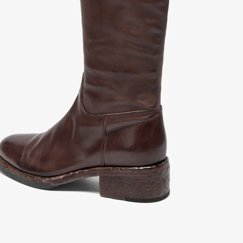 BEAUTODAY Genuine Leather Long Boots Women Horse Leather Riding Boot Round Toe Back Zip Ladies Knee High Shoes Handmade 01400 view 5