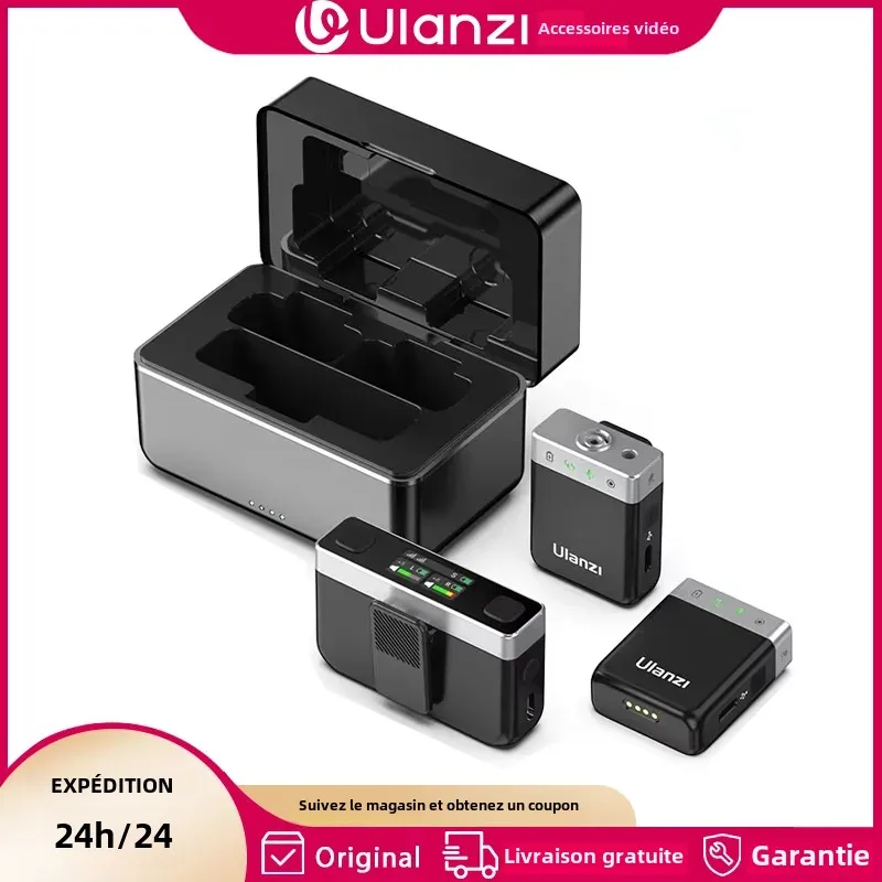 Ulanzi AM18 U-Mic 2.4G Microphone sans fil stéréo 100m Pickup 20 + H enregistrement double canal pour DSLR IOS Android PC entretien en direct