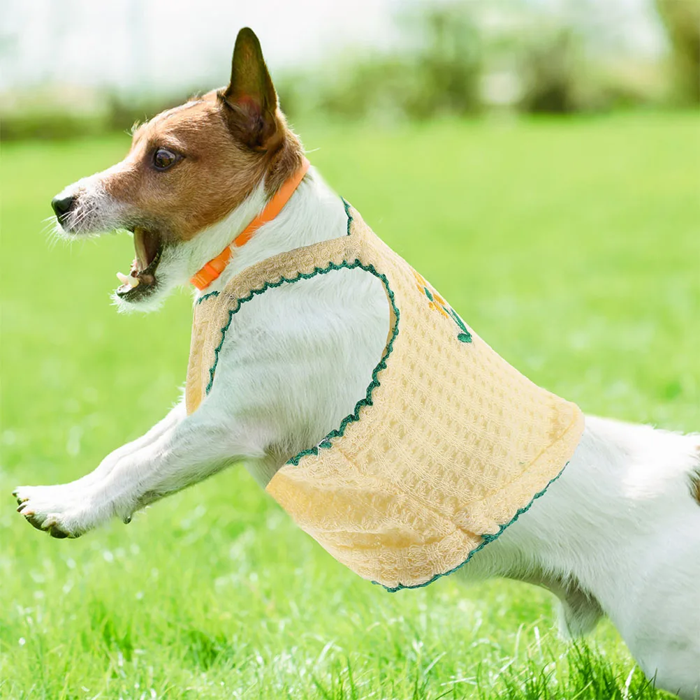 

Summer Dog Dress Puppy Vest Flowers Embroidery Breathable Cotton Polyester Pet Clothes Birthday Fashion Shirt Portable