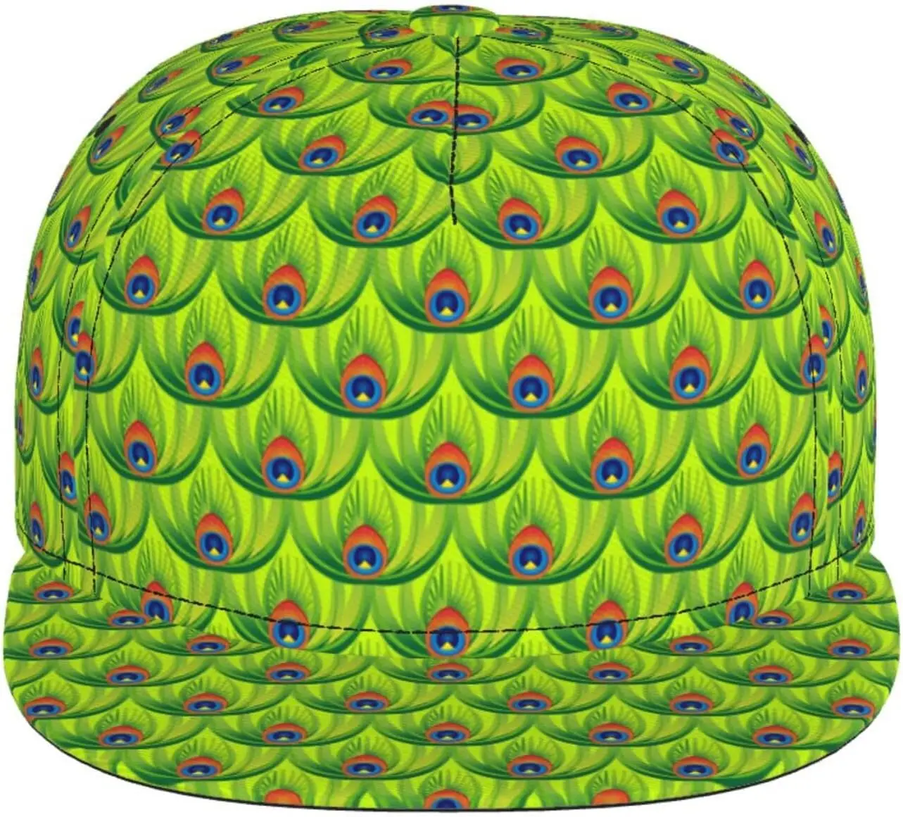Abstract Green Peacock Feathers Baseball Cap for Men Women Adjustable Trucker Hat Snapback Sun Dad Cap Lightweight Unisex