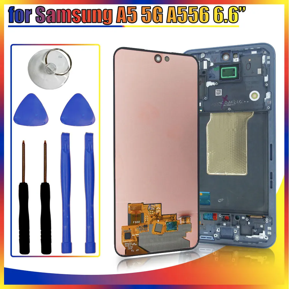 

New Tested AMOLED for Samsung Galaxy A55 5G LCD A556U Display Touch Screen Digitizer Replacement for Samsung A556E A556B LCD