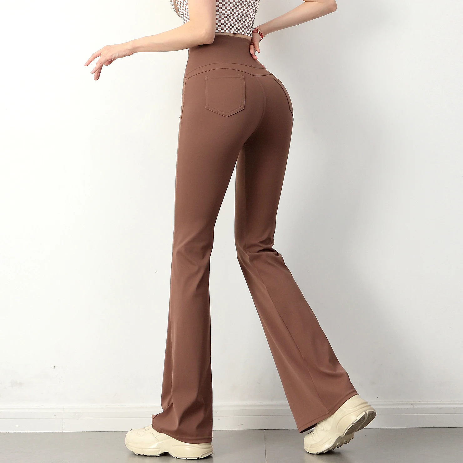 Choc Girls' High Waist Nude Flare Pants Hip Lifting Slim Sports Casual Fitness Pants Women's Quick drying Yoga Wide Leg Pants