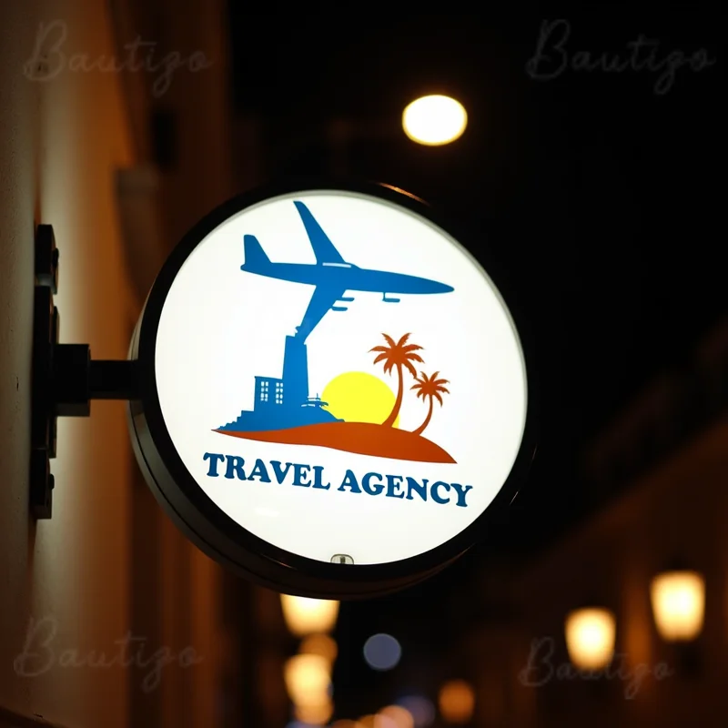 Custom Round LED Light Box for Outdoor Business Waterproof Acrylic Double Sided Storefront Signage Wall Mounted