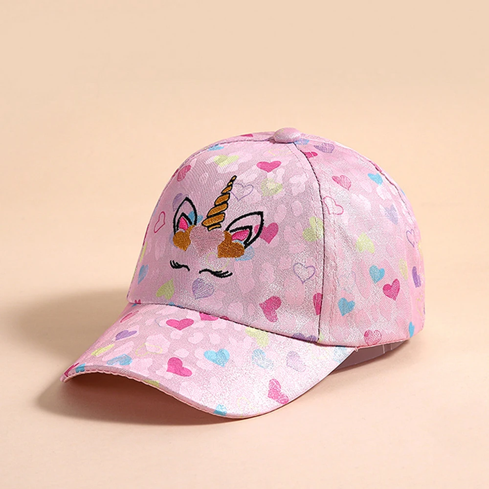 Outdoor Baseball Caps Kids Children\'s Love Unicorn Pattern Students Hat Girls Sunshade Baseball Cap For Kid Girl 4-12 Years