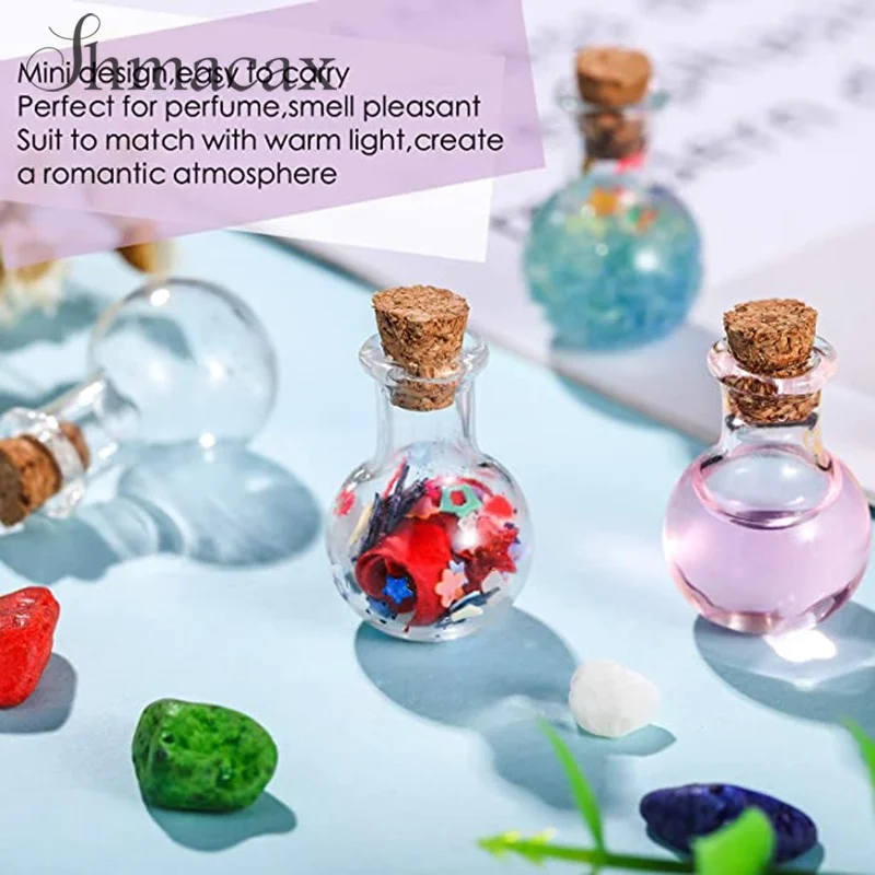 10x Small Glass Bottles Miniature Potion Bottle Mini Cork Glass Vials Wedding