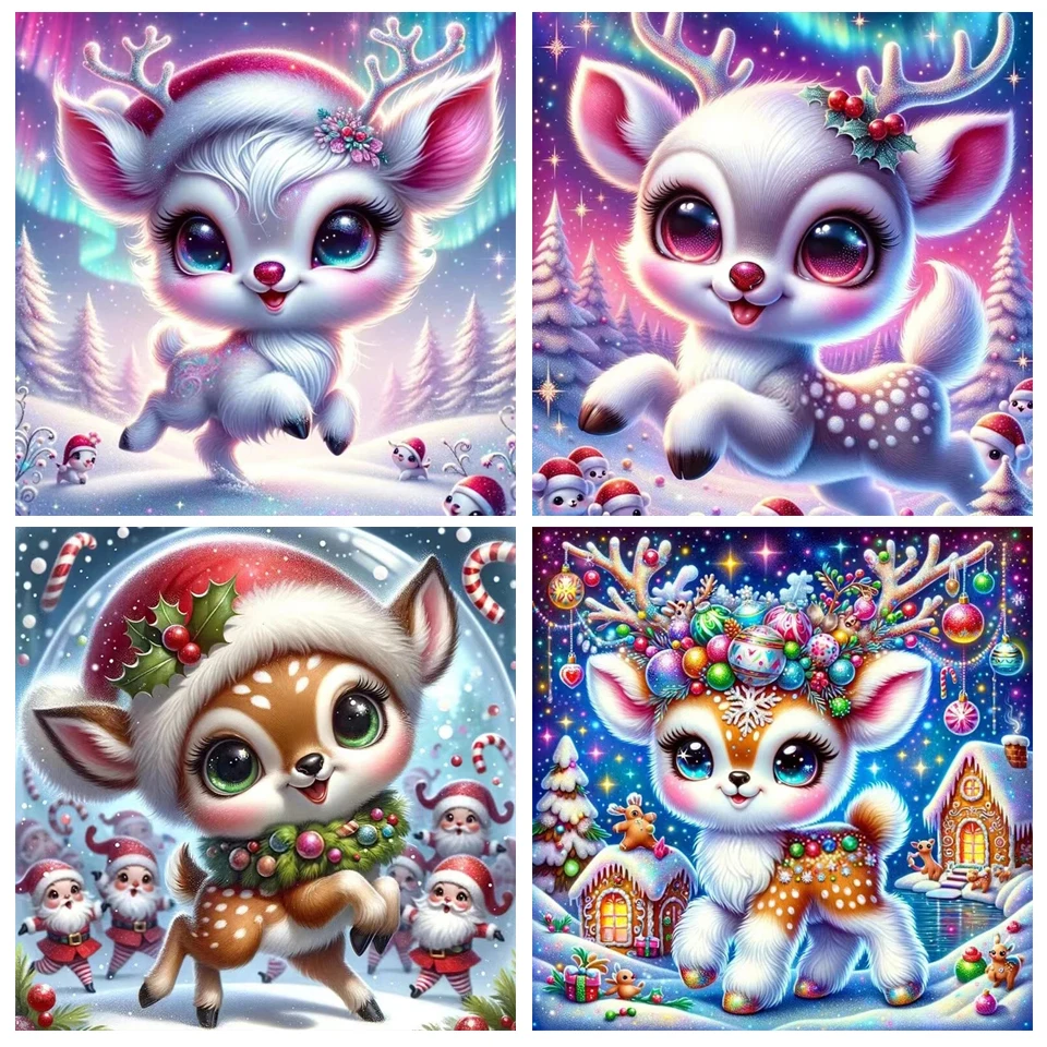 Diamond Painting Cross Stitch Christmas Deer Embroidery Kits Snow Animal Full Square/Round Needlework DIY Gift Home Decor AS4606