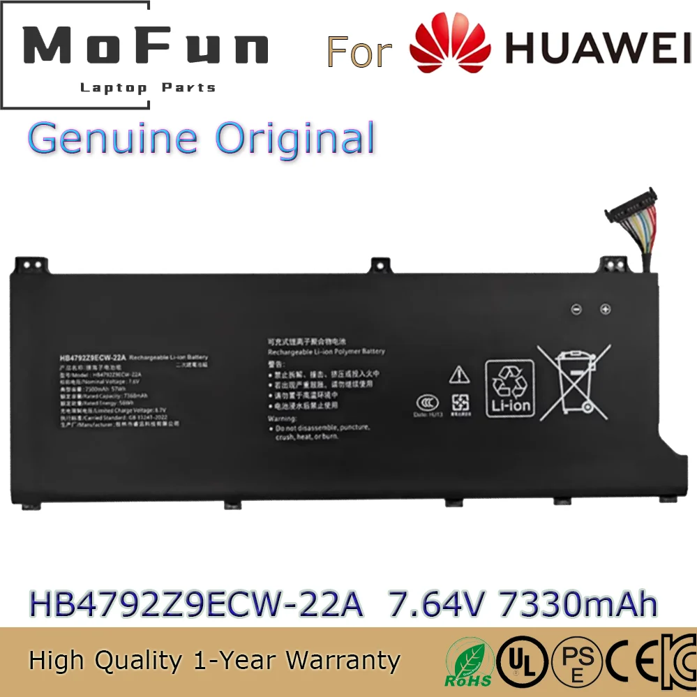 

Original Genuine HB4792Z9ECW-22A 7.64V 56Wh Laptop Battery for Huawei MAGICBOOK X14 14 I7-1165G7 NMH-WFQ9HN