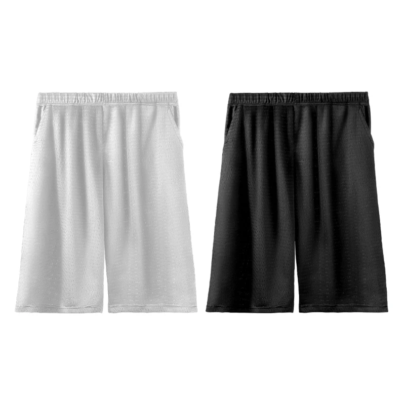 

2PCS Thin capri pants, casual shorts, men's loose ice silk home pants, men's summer pajama pants as the base layer, and wear hom