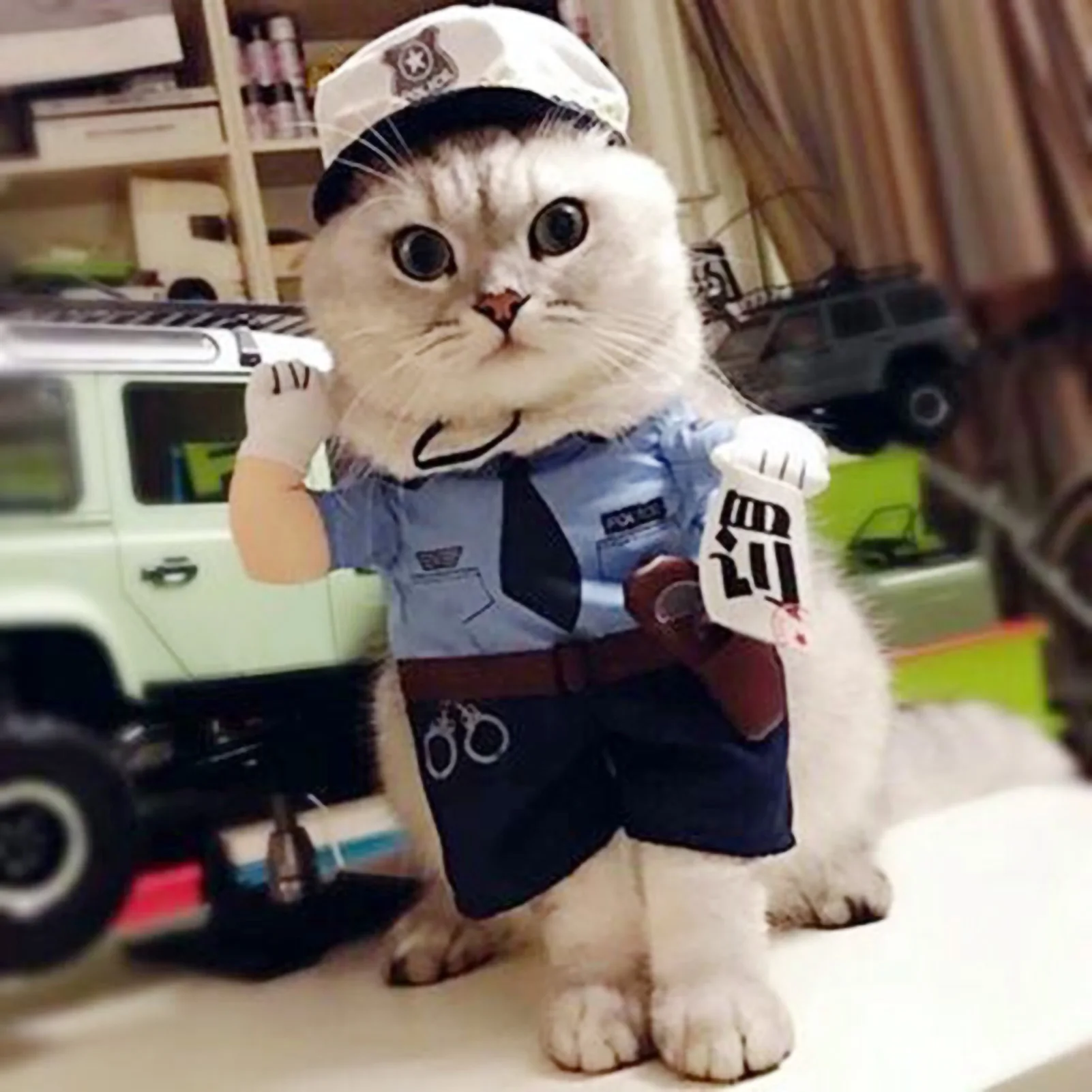 Cute Pet Halloween Clothes Penalty Police Upright Costume Dress Up For Cats Dogs