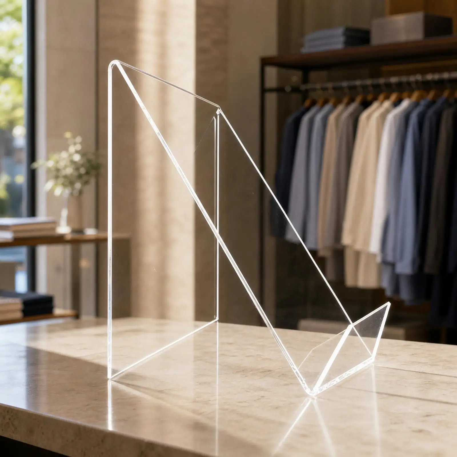 Acrylic Clothing Rack Transparent Shirt Display Stand for Boutique Countertop Store Showcase Organizer