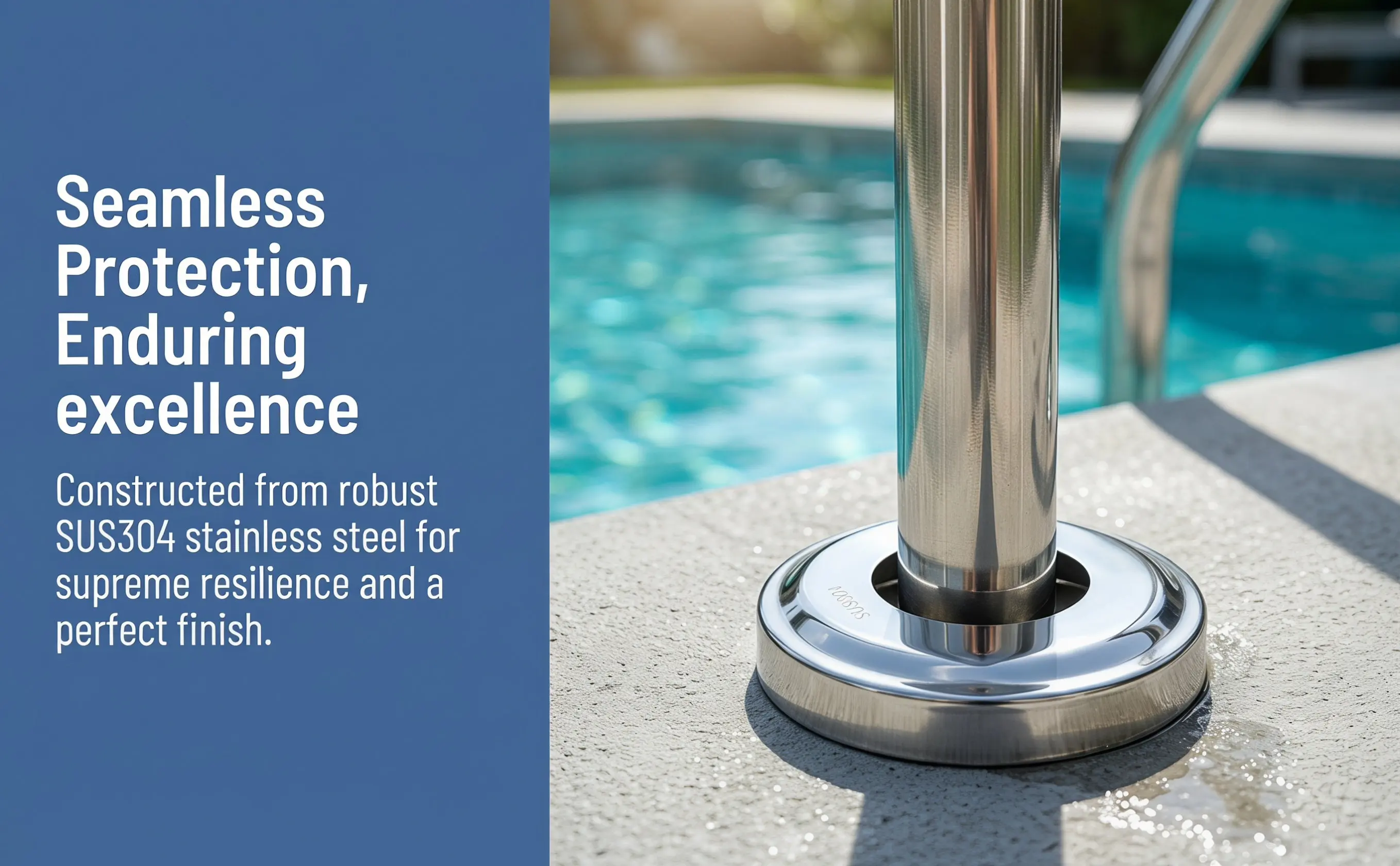 4Pcs Stainless Steel Pool Handrail Covers 1.9 Inch Thick Decorative Round Tube Base Plate Foot Covers Inground Pool Ladder