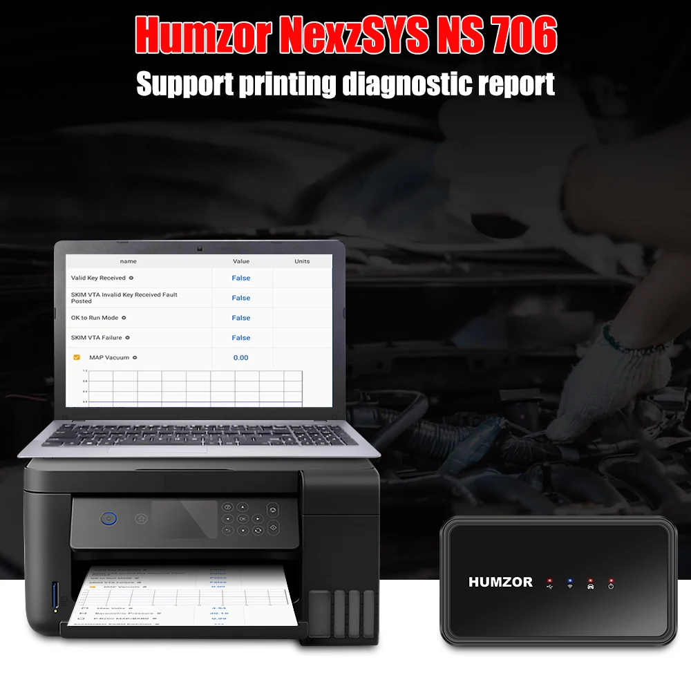 Humzor NexzSYS NS 706 Car Full System Diagnostic Tool Oil TPMS SAS 17 Reset Services ECU Key Programmer WIFI USB Multi-languages