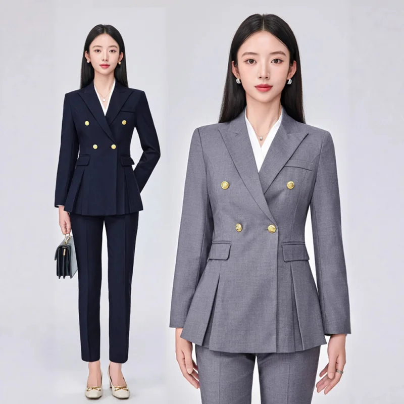 

Gray Women's Suit Set2025New Style Suit Property Hotel Manager Workwear High-end Professional Workwear
