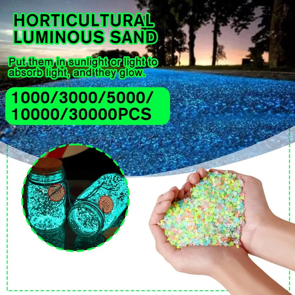 1000/3000/5000pcs Luminous Sand Glow In Dark Pebbles Stone Home Garden Outdoor Lawn Fish Tank Aquarium Decoration 3-5mm