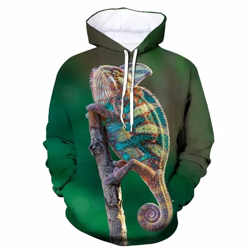 Funny Chameleon Lizard 3D Print Hoodies Men Women Streetwear Oversized Sweatshirts Hoodie Kids Pullovers Tracksuit Man Clothing