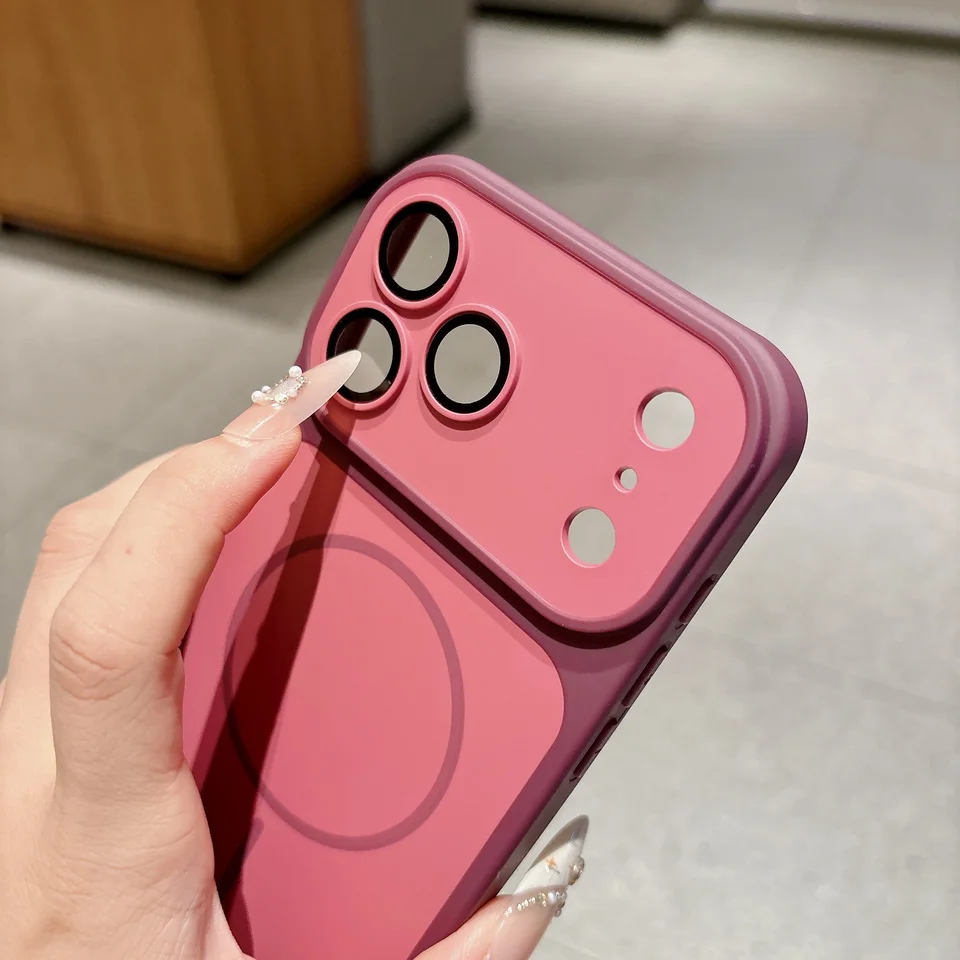 Funda magnética a prueba de golpes con contraste de color mate para iPhone 17 16 15 14 13 12 11 Pro Max con protección de lente 2