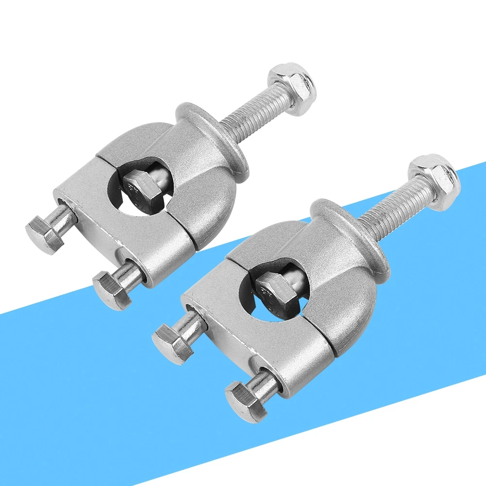 1 Pair 7/8\' 22mm Silver Handle Bar Mount Mounting Riser Clamp For ATV Motorcycle