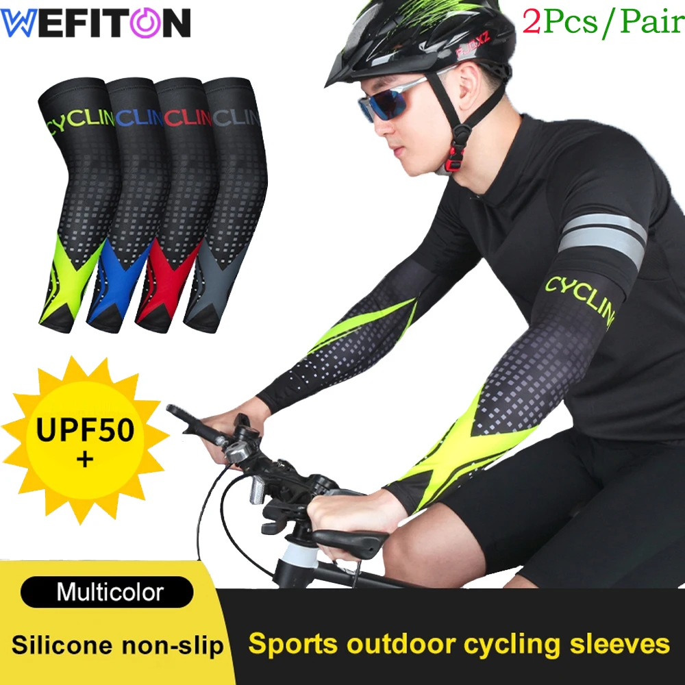 1Pair UV Sun Arm Sleeves UPF 50 for Men Women,Anti-slip Sports Compression Arm Sleeves UV Protection for Basketabll Golf Cycling