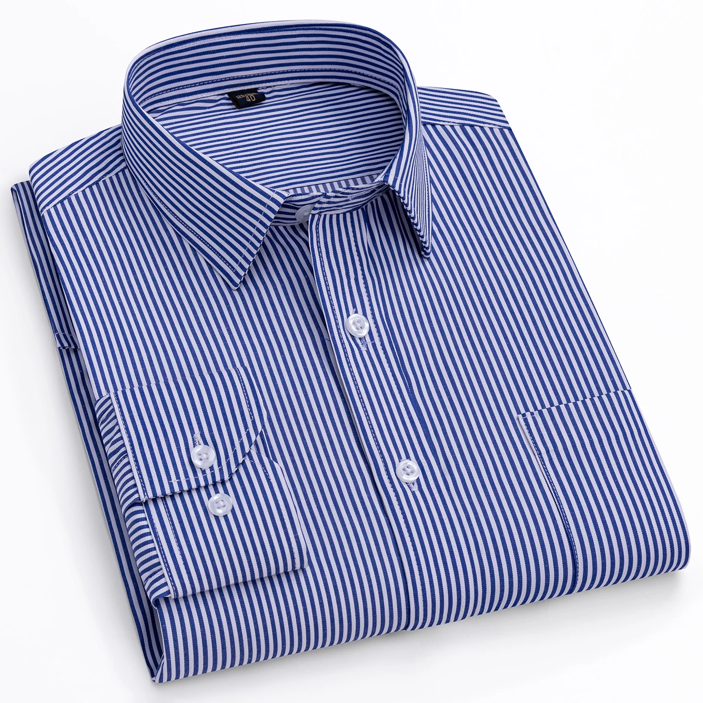 

Men's striped long-sleeved shirt, workwear, suitable for all seasons, casual and trendy, simple and practical for daily wear.