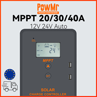 PowMr MPPT Controller 40A 30A 20A Solar Charge Controller 12V 24V for Battery Solar Voltage Regulator Dual-USB Charging Load