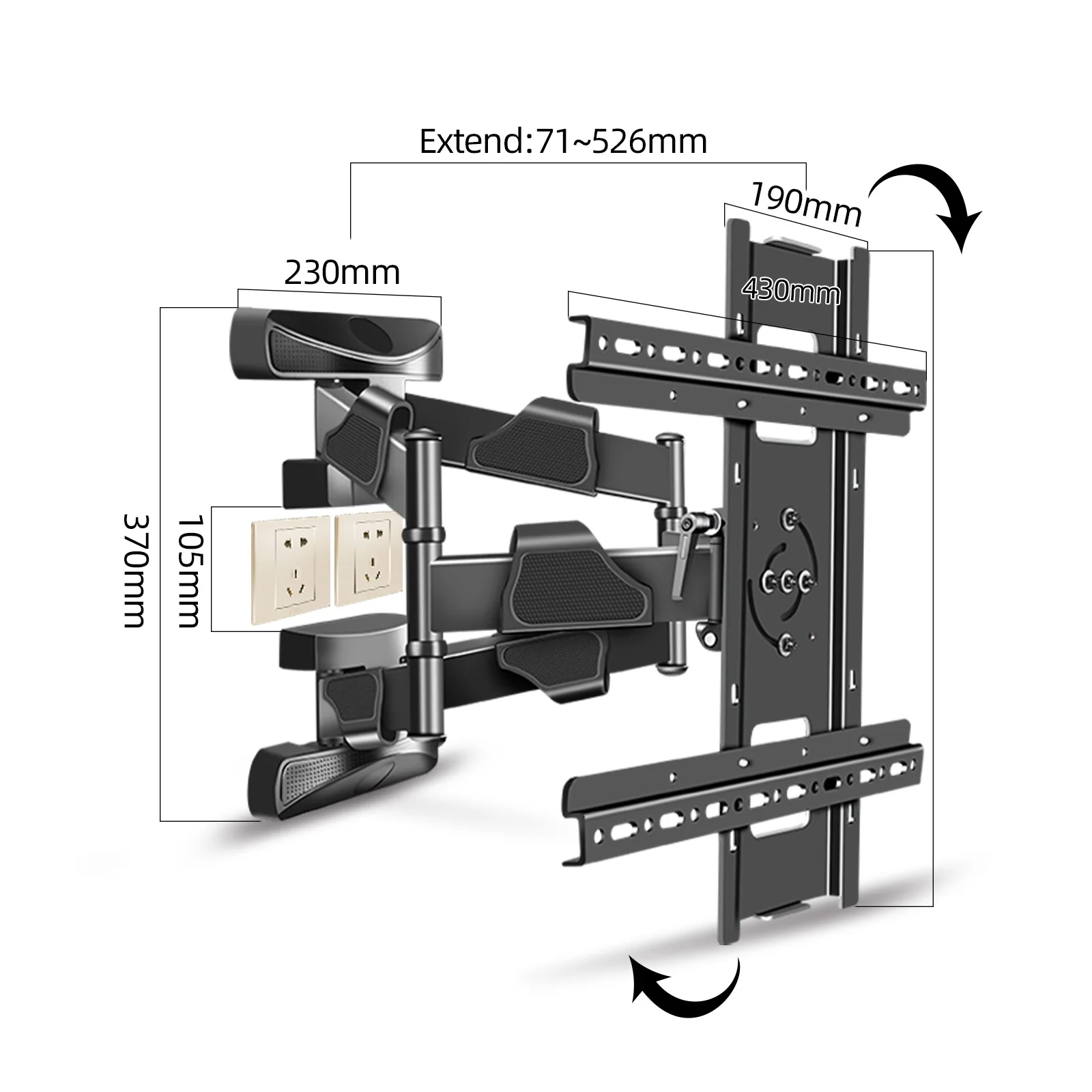 Vertical and Horizontal Rotating TV Wall Mount for 32-65 inch, Landscape to Portrait Corner TV Bracket Hold Swivel Tilt DY429