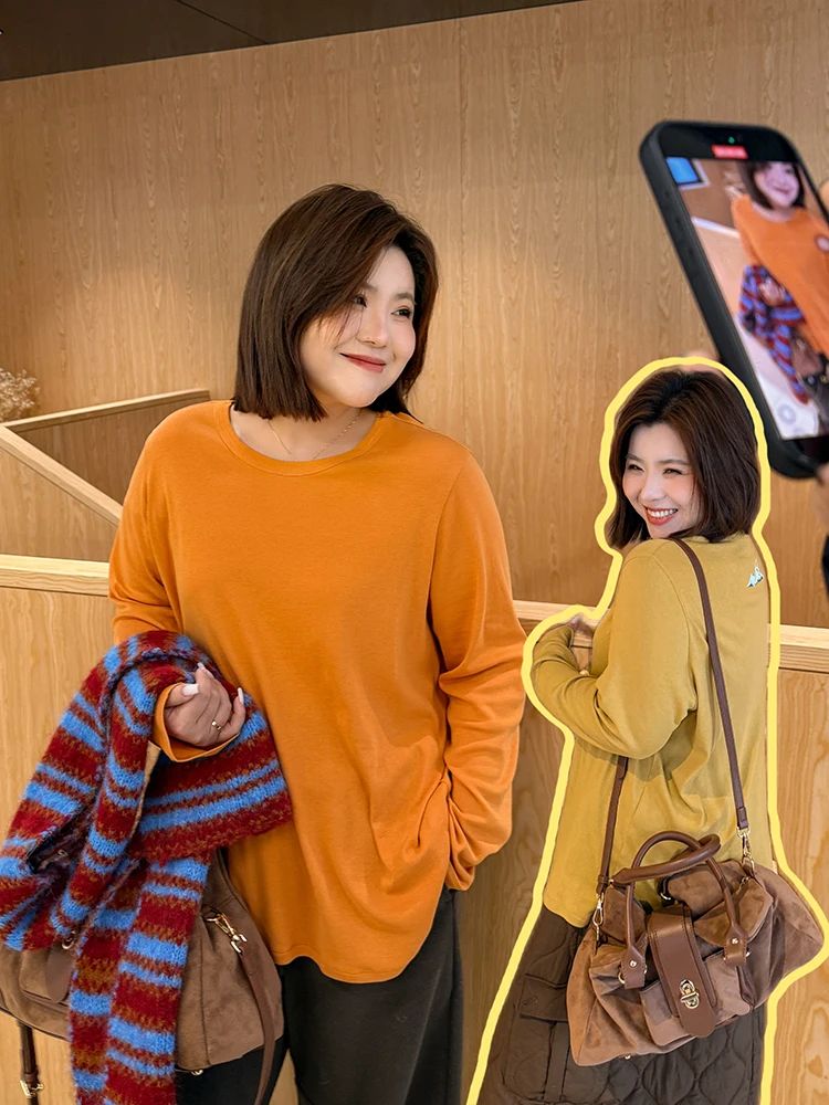 

Женская футболка больших размеров Long Sve Wooden Son Ideal, повседневная, с принтом на открытом воздухе, удобный универсальный круглый топ средней длины